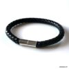 N4970 Bracelet cuir tressé homme luxe fermoir Argent 925 - Bijoux Bracelets en ligne Ninanina