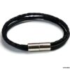 N4972 bracelet cuir 3 rangs fermoir argent massif aimanté
