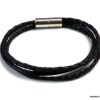N4972b bracelet cuir 3 rangs fermoir argent massif aimanté