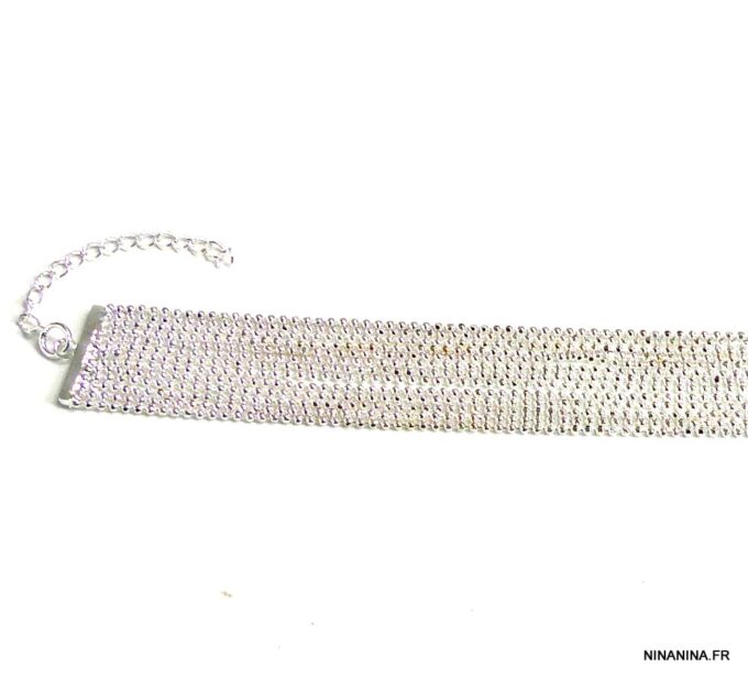 N4987e bracelet manchette chainettes boule plaqué argent