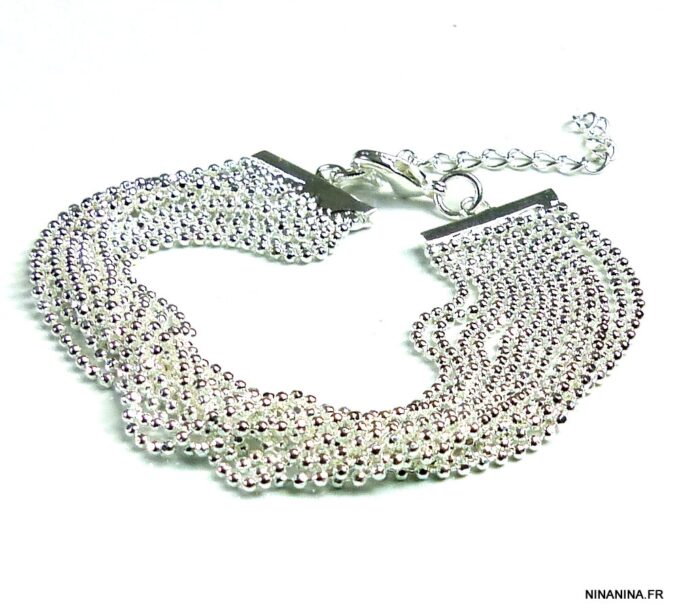 N4987f bracelet multi chainettes boules plaqué argent