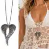 N4992a Collier long fantaisie pendentif ailes d'ange - sautoir femme - Bijoux colliers femmes en ligne Ninanina