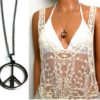 N4993b collier long sautoir peace acier inoxydable