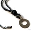 N4994a Collier homme pendentif rond Acier inoxydable lacet cuir - Bijoux Colliers en ligne Ninanina