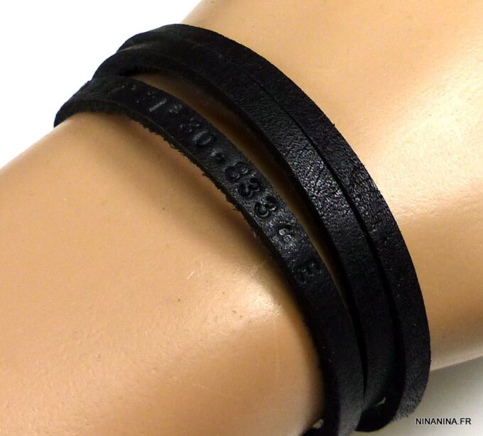 N4998D Bracelet cuir 3 tours personnalisé coordonnées position GPS