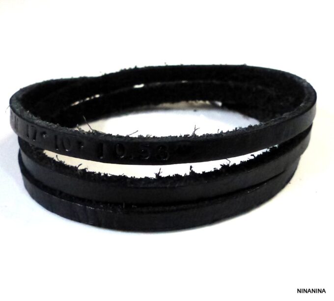 N4998d Bracelet homme cuir 3 tours personnalisé coordonnées position GPS fermoir acier inoxydable