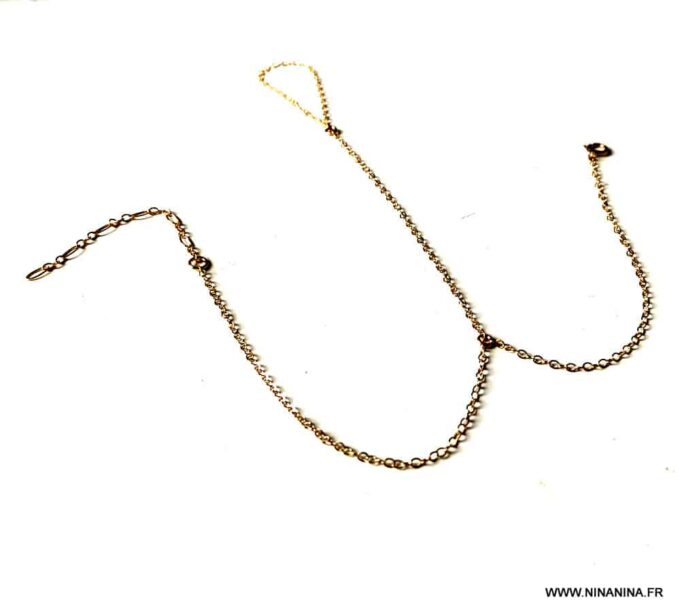 N5001a Parure de main plaqué or – bracelet bague femme doré - Bijoux Bracelets en ligne Ninanina