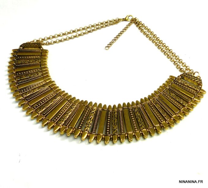 N5004A Collier plastron métal doré
