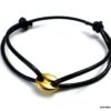 N5006b bracelet cordon cuir grain de café acier inoxydable doré