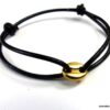 N5006d bracelet cordon cuir grain de café acier inoxydable doré