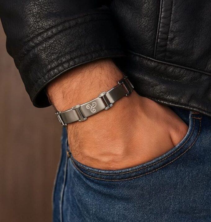 N5007 Bracelet Triskel Homme Maillon Large Acier Inoxydable Argenté - Bijoux Bracelets hommes celtiques en ligne Ninanina