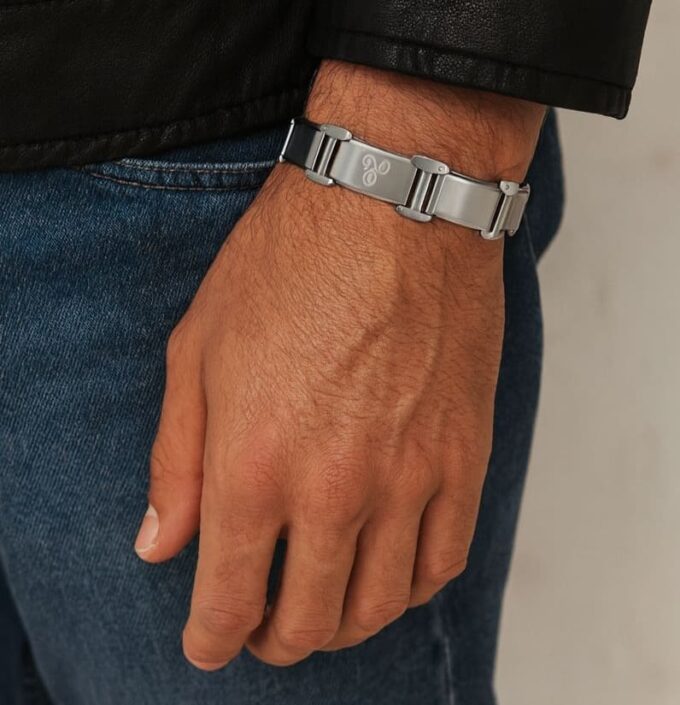 N5007b Bracelet Triskel Homme Maillon Large Acier Inoxydable Argenté - Bijoux Bracelets hommes celtiques en ligne Ninanina