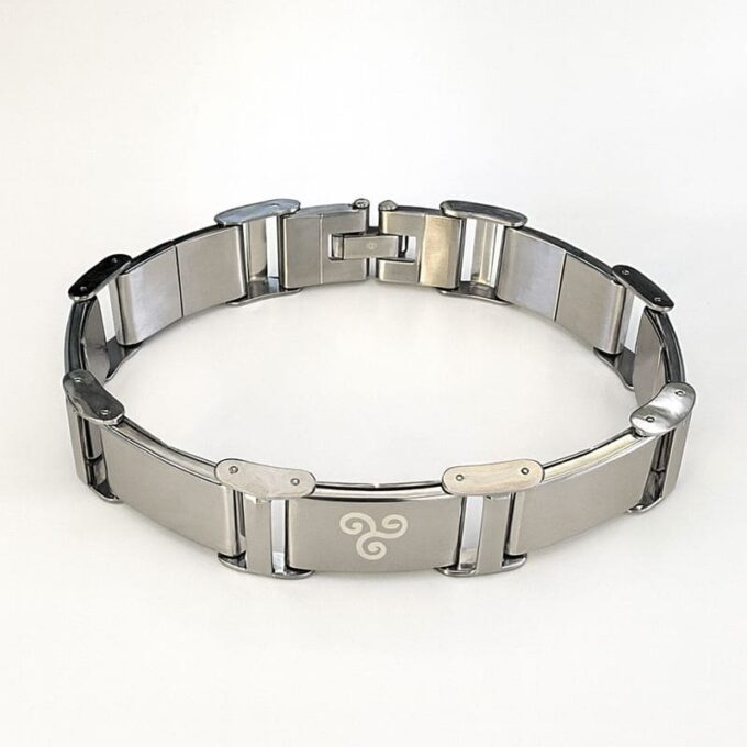 N5007e Bracelet Triskel Homme Maillon Large Acier Inoxydable Argenté - Bijoux Bracelets hommes celtiques en ligne Ninanina