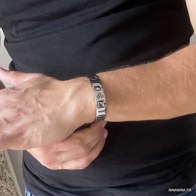 N5007l Bracelet triskel homme acier inoxydable maillon large - Bijoux Bracelets Hommes en ligne Ninanina