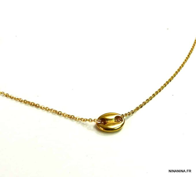 N5014a collier grain de café acier inoxydable doré