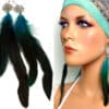 N5022 boucles d'oreilles plumes turquoises