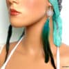 N5022G boucles d'oreilles plumes turquoises