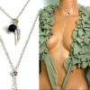 N5025 Collier long plume argent massif et lapis lazzuli
