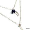 N5025a Collier long plume argent massif et lapis lazzuli