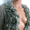 N5025c Collier long plume argent massif et lapis lazzuli