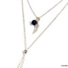 N5025e Collier long plume argent massif et lapis lazzuli