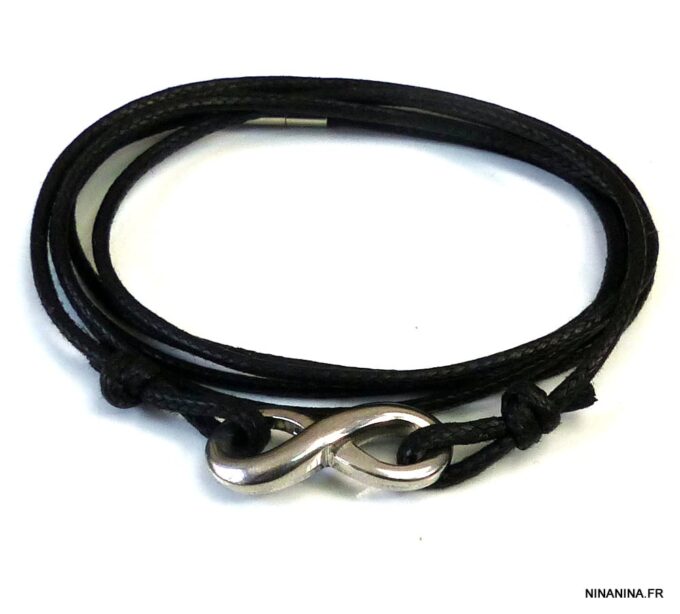 N5027 Bracelet cordon 5 tours infini acier inoxydable