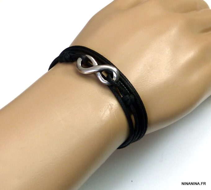 N5027a Bracelet cordon 5 tours infini acier inoxydable