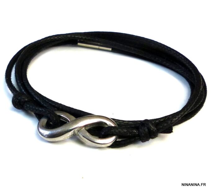 N5027b Bracelet cordon 5 tours infini acier inoxydable
