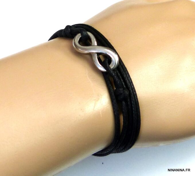 N5027d Bracelet cordon 5 tours infini acier inoxydable