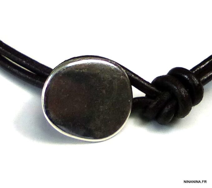 N5029a braceket cordon cuir bouton zamak