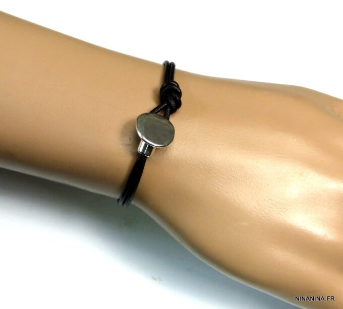 N5029e braceket cordon cuir bouton zamak