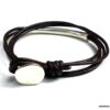 N5030b Bracelet cordon cuir 2 tours perle tube zamak