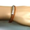 N5030f Bracelet cordon cuir 2 tours perle tube zamak