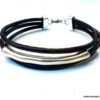 N5031 Bracelet homme cordon cuir 3 rangs demi lune zamak - Bijoux Bracelets en ligne ninanina