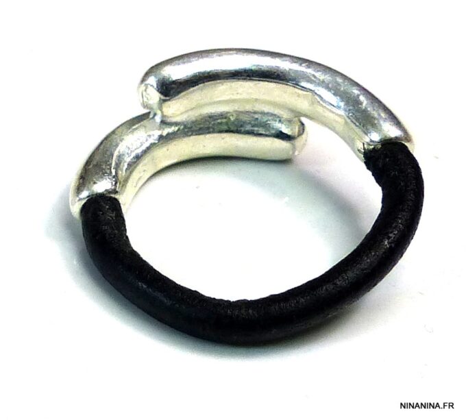 N5036c bague cordon cuir zamak