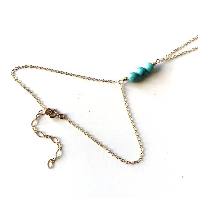 N5037v Bracelet bague plaqué or – Chaine de main turquoise véritable - Bijoux Bracelets en ligne Ninanina