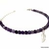 N5051 Bracelet Améthyste véritable femme pendentif plume argent - Bijoux Bracelets en ligne Ninanina