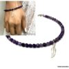 N5051b Bracelet Améthyste véritable femme pendentif plume argent - Bijoux Bracelets en ligne Ninanina