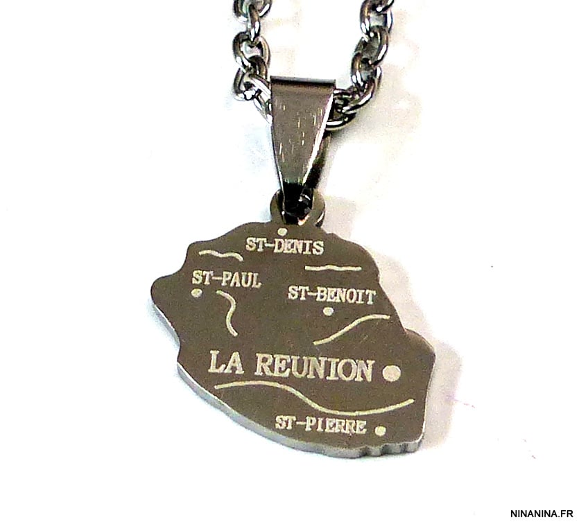 Porte clé porte bonheur pendentif Reunion Acier - Ninanina