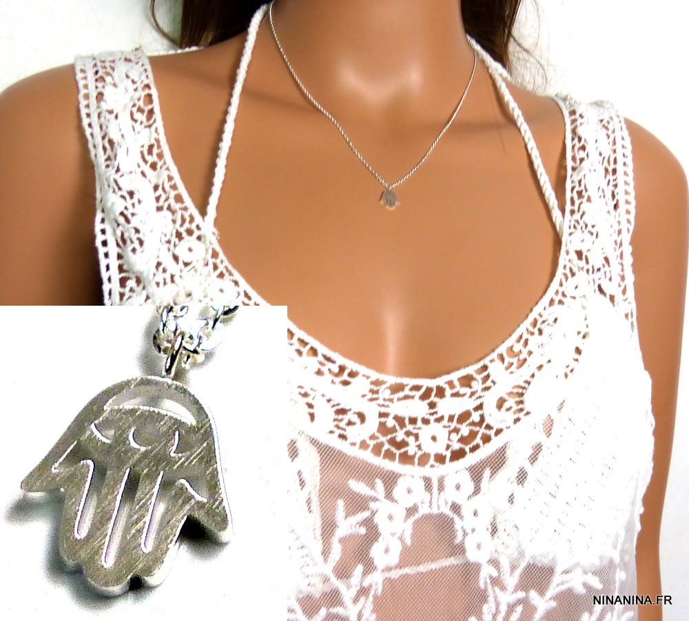 Collier femme main de fatma or acier inoxydable doré - Ninanina