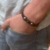 N5082 Bracelet shamballa homme perles noires hematite - Bijoux Bracelets en ligne Ninanina