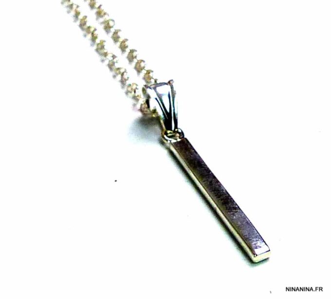 N5087a Collier long sautoir barre argent massif