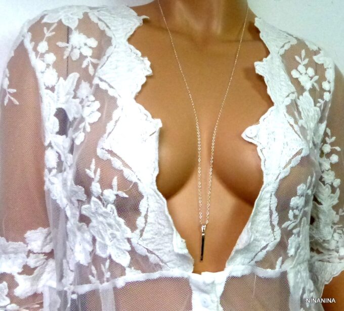 N5087terb Collier femme long sautoir argent massif