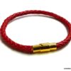 N5096 Bracelet cuir tressé rouge fermoir acier doré