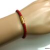 N5096c Bracelet cuir tressé rouge fermoir acier doré