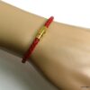 N5096d Bracelet cuir tressé rouge fermoir acier doré