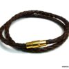 N5098a Bracelet cuir tressé fermoir aimanté acier inoxydable doré
