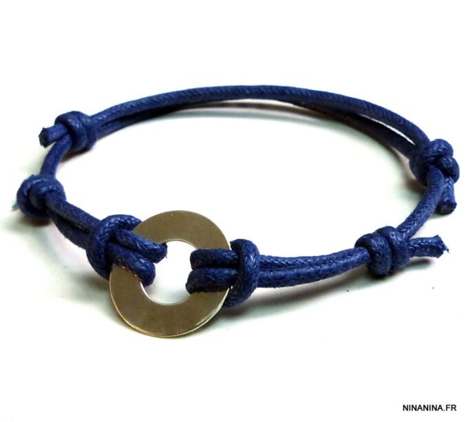 N5101 Bracelet cordon cible argent massif