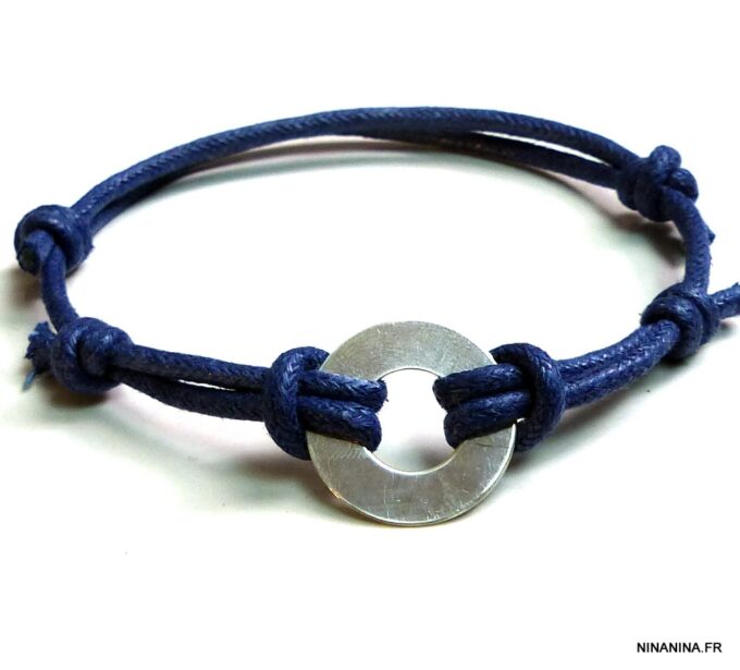 N5101b Bracelet cordon cible argent massif