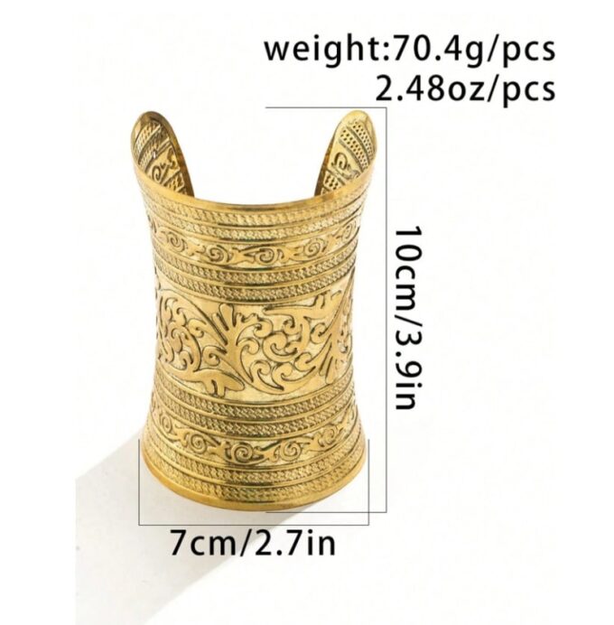 N5102a Bracelet Large Doré - Manchette Ethnique Evasée - Bijoux Bracelets manchettes femmes en ligne Ninanina